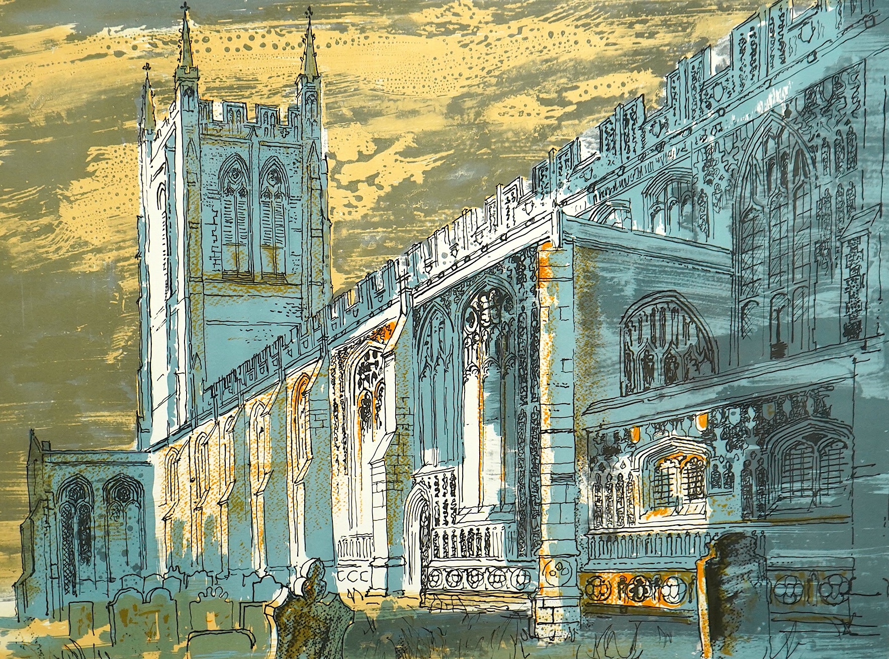 John Piper (British, 1903-1992), Long Melford Church (Levinson 336), lithograph, visible sheet 55 x 75cm